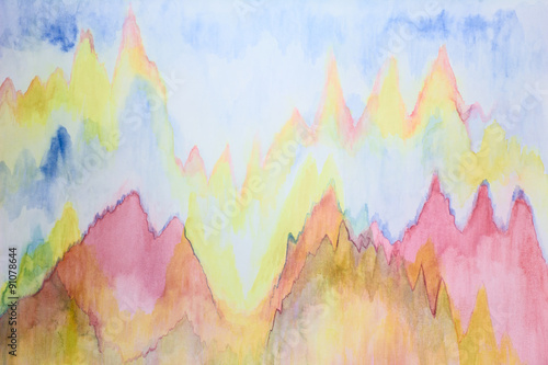 mountain dawn color curves, painted in watercolor