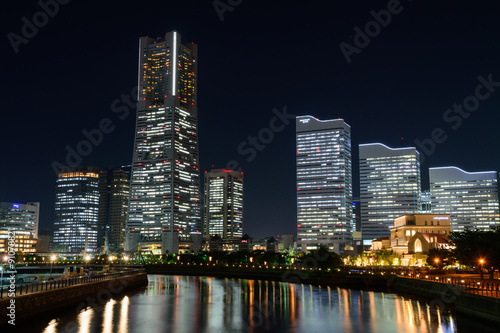 Skyscrapers at Minatomirai  Yokohama at night