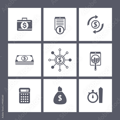 finance, investments, fund square icons