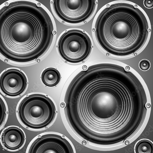 Speakers seamless background,on black and white  background.