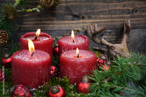 Weihnachtskarte - vier rote...