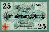 Historische Banknote, Notgeld, 1. Mai 1917, Fünfundzwanzig Pfennig, Deutschland