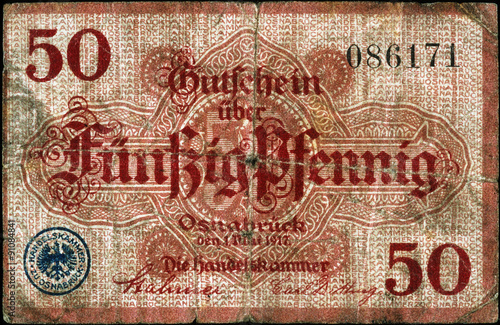 Historische Banknote, Notgeld, 1. Mai 1917, Fünfzig Pfennig, Deutschland