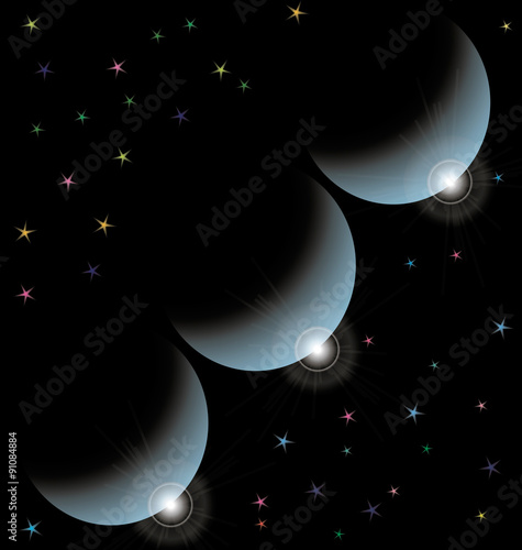 Fototapeta Naklejka Na Ścianę i Meble -  hits three planets against the starry cosmos