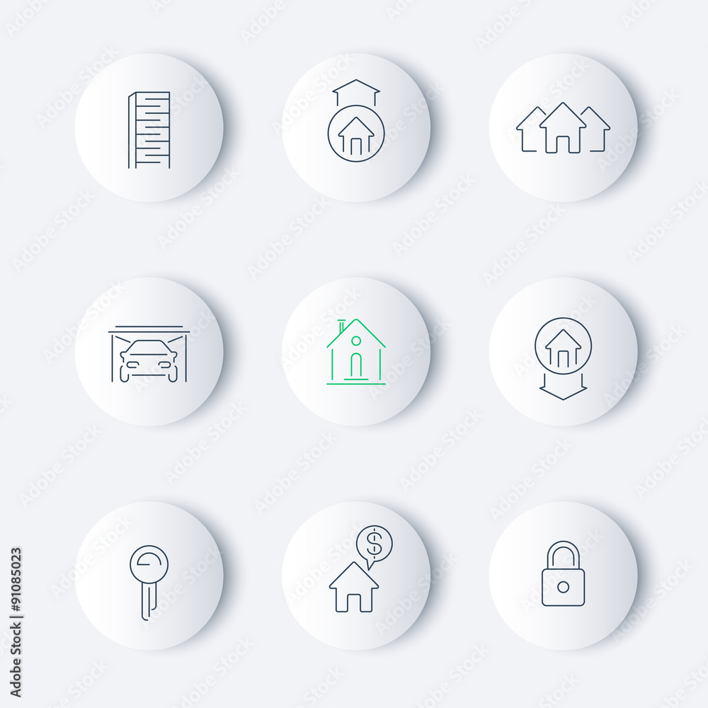 Real estate linear round modern icons, vector illustration, eps10 Real estate linear round modern icons, vector illustration, eps10