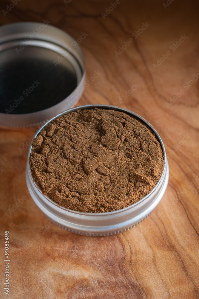Dry snuff a smokeless tobacco made from ground tobacco leaves popular in the 18th century Stock Photo | Adobe Stock