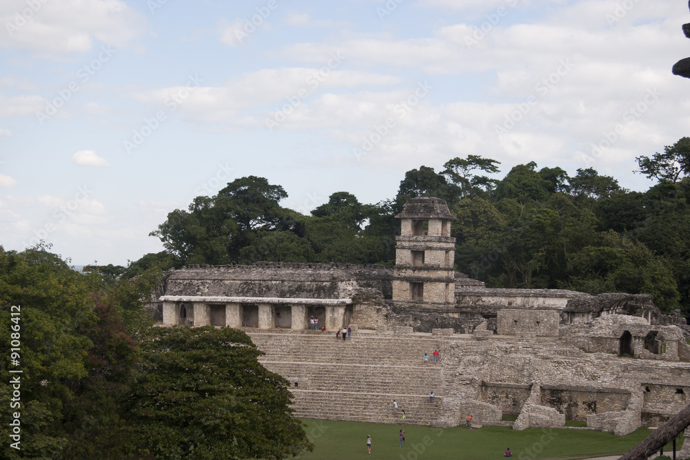 The Palace of Palenque and the observatory tower.Palenque,Chiapas,Mexico. The Palace of Palenque and the observatory tower.Palenque,Chiapas,Mexico.