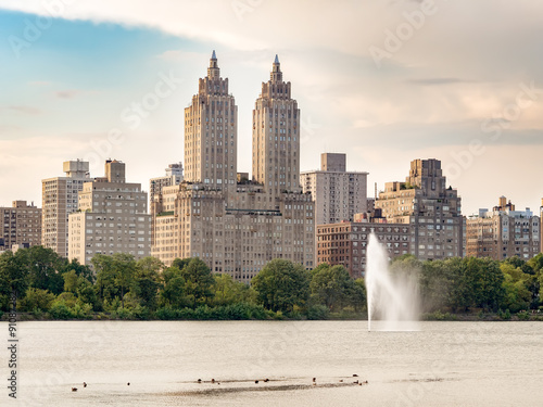 Central Park West skyline in Manhattan at dawn photo