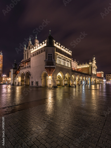 Cloth-hall (Sukiennice) in Krakow beautifully illuminated in the night #91087691