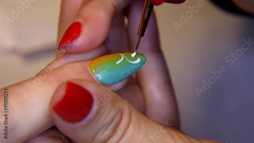 beauty salon, beautiful nails manicure acrylic paint on hand