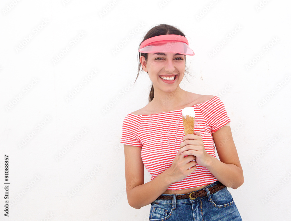 Cute girl smiling with ice cream cone Cute girl smiling with ice cream cone
