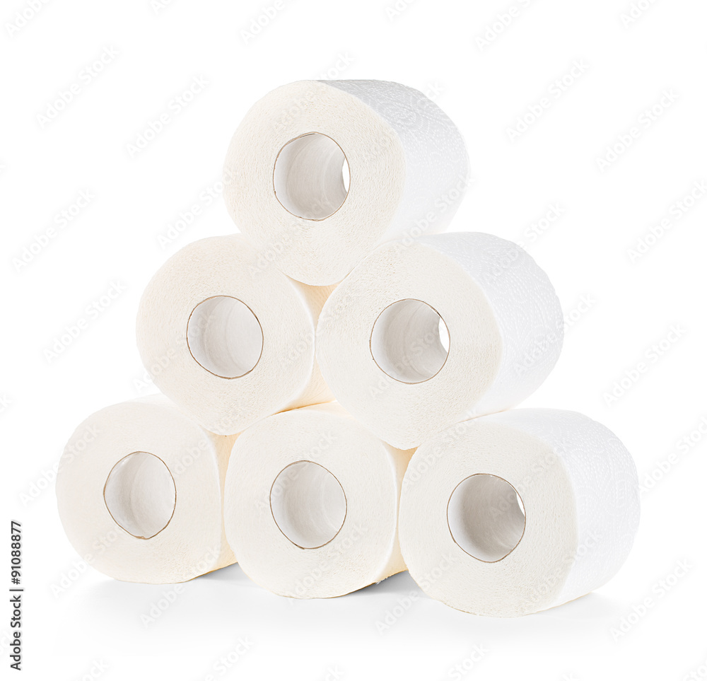 Toilet paper close-up isolated on a white background Toilet paper close-up isolated on a white background