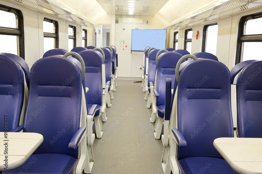 Naklejka premium Interior of a train passenger coach