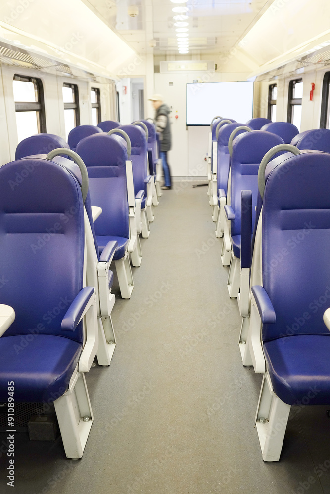 Fototapeta premium Interior of a train passenger coach