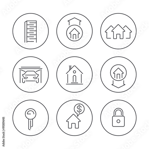 Real estate line icons set