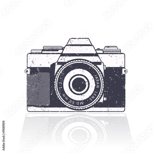 Retro camera, with grunge texture, vector, eps10