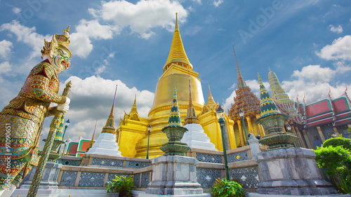 Wat Phra Si Rattana Satsadaram or wat phra kaew beautiful architecture, historic attractions, world-class in Bangkok Thailand.