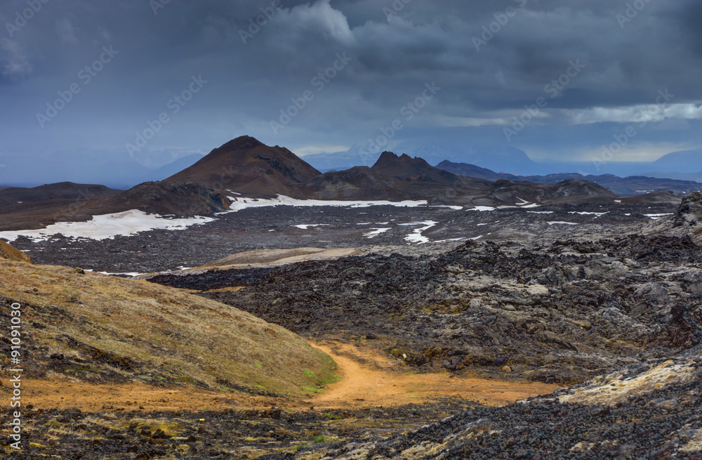 Volcanic Landscape around Mount Krafla in Iceland