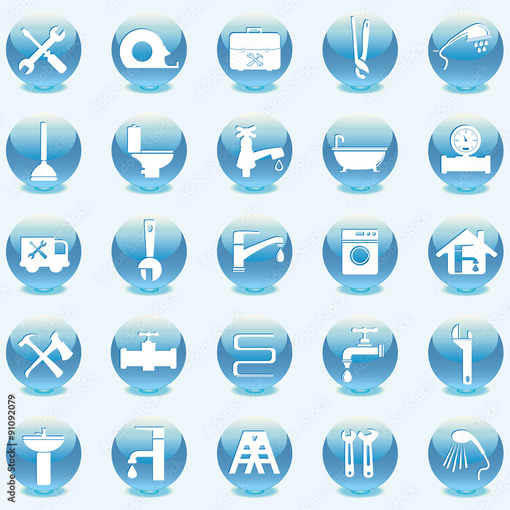 Plumbing Icons Flat Design Plumbing Icons Flat Design