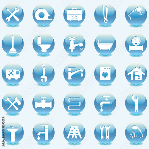 Plumbing Icons Flat Design