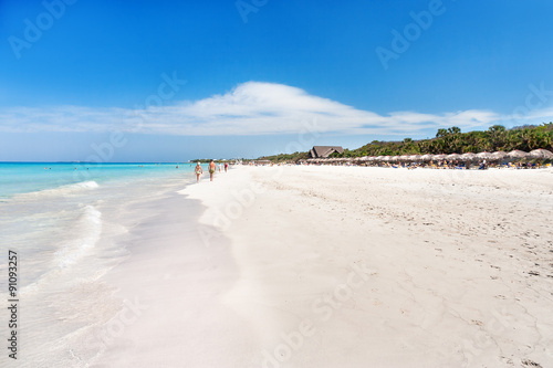 Soft wave of the sea on the sandy beach. Varadero  Cuba.