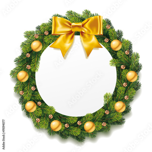 Detailed Christmas Wreath with Bow