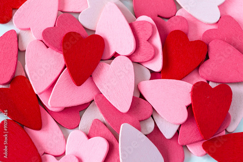 Pile of red and pink hearts