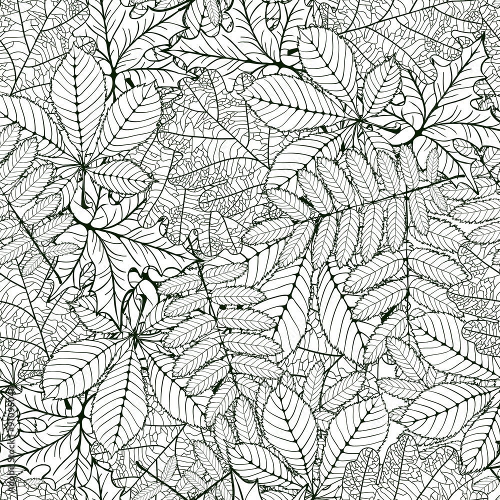 oak, chestnut, rowan, maple leafs oak, chestnut, rowan, maple leafs