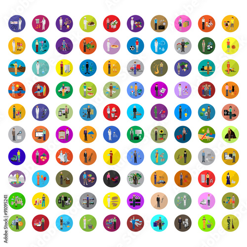 Flat Men - Different Occupation Set. Collection Of Colorful Icons. For Web, Websites, Print, Presentation Templates, Mobile Applications And Promotional Materials - Vector Illustration