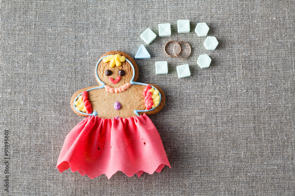 Gingerbread girl with wedding dream Gingerbread girl with wedding dream