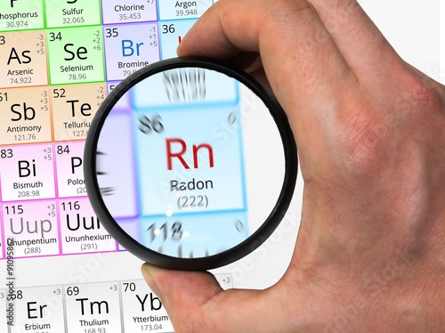 Obraz na płótnie Radon symbol - Rn. Element of the periodic table zoomed with mag