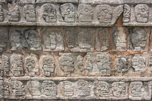 Relief sculpture of Tzompantli the platform of the skulls photo