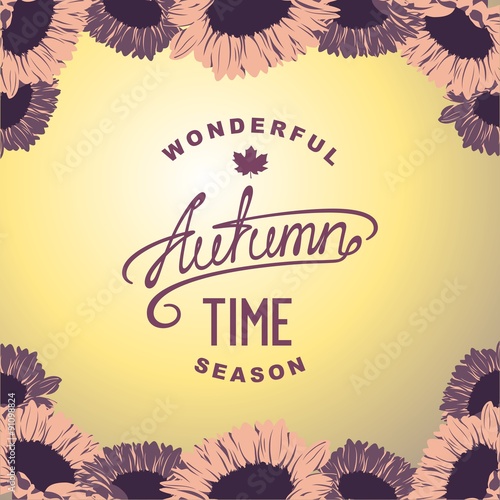 Wonderful season autumn time - vintage flower background with gerberas. Vector eps 8