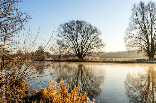 River Ruhr at sunrise, Schwerte Geisecke, Germany photo