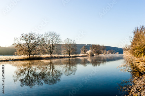 River Ruhr at sunrise, Schwerte Geisecke, Germany