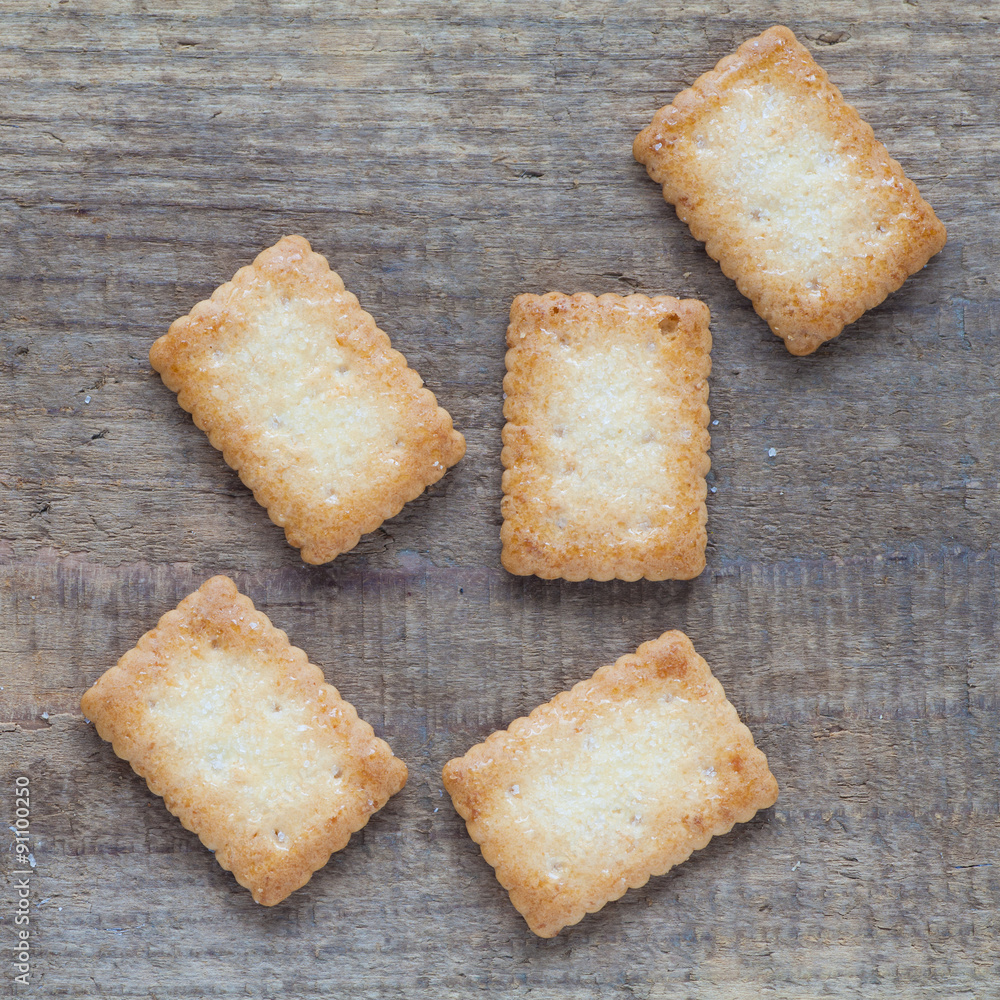 Piece of Mini coconut biscuit on wood table background Piece of Mini coconut biscuit on wood table background
