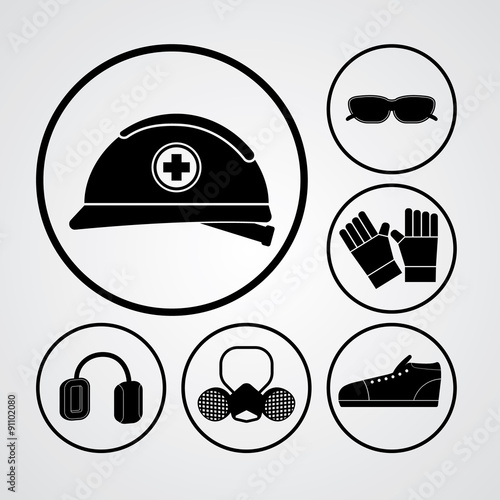basic personal protective equipment in black icon