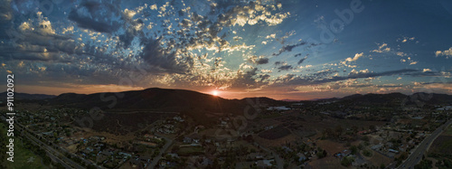 Tableau sur toile San Marcos Sunset - 5 image aerial panoramic of San Marcos, near San Diego, Cali