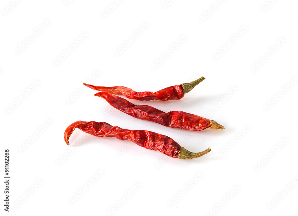 Dried Whole Red Chillies on isolate background