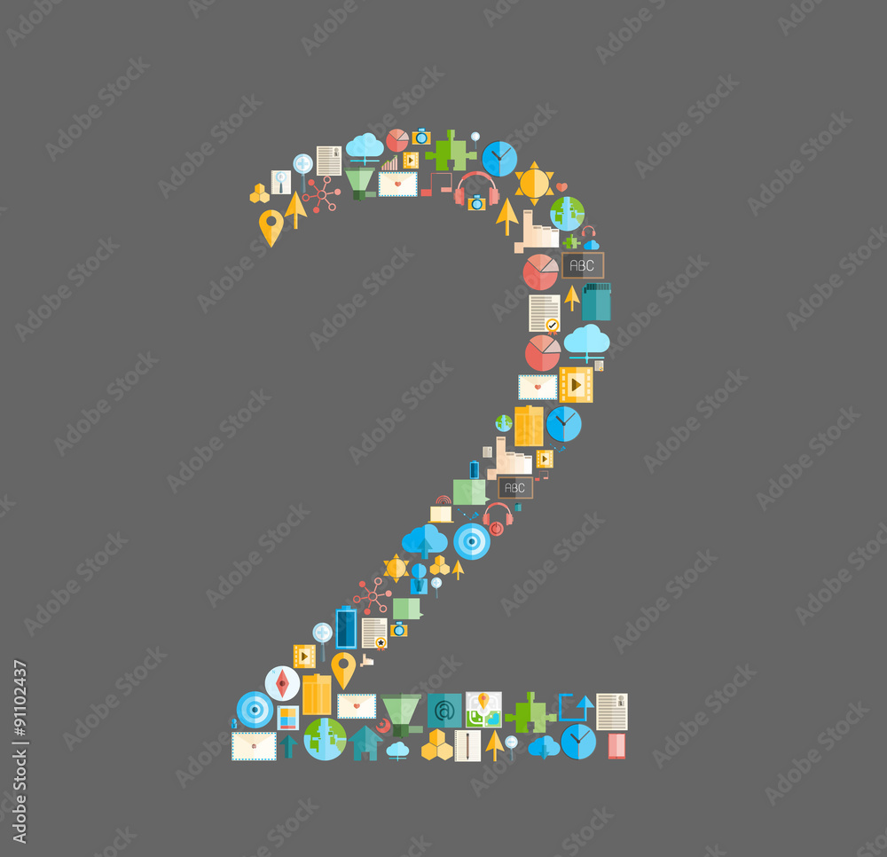 Two number social network with media icons, vector illustration