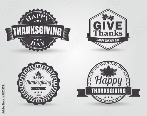 Happy Thanksgiving Vector Badges and Labels