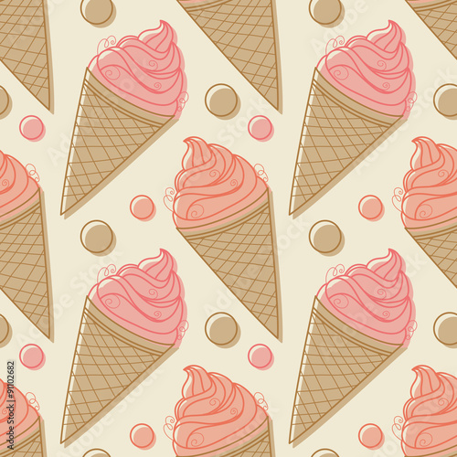 Seamless pattern with ice cream