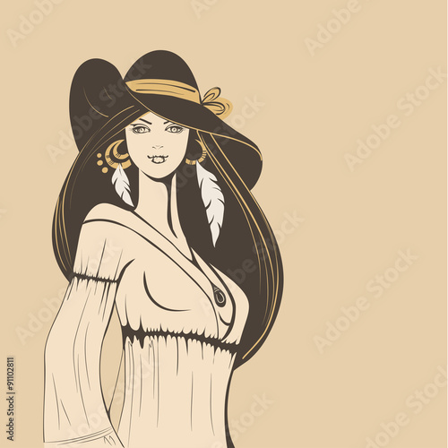 Flower power bohemian hippie chic girl