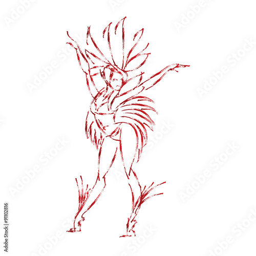 Foto flat geometric design of dancing samba queen