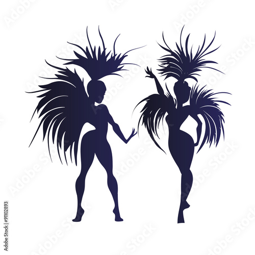 flat geometric design of dancing samba queen