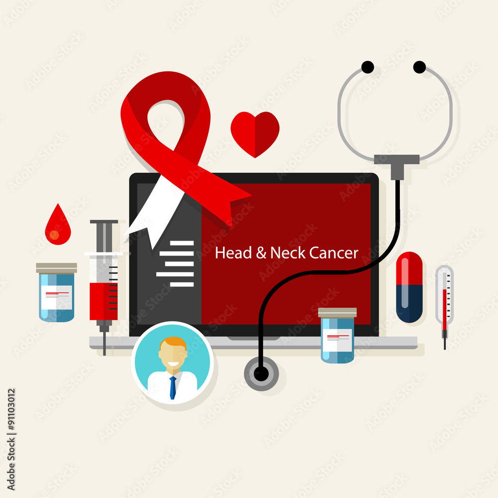 head and neck cancer medical red white ribbon treatment health head and neck cancer medical red white ribbon treatment health