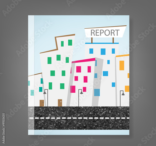 report urban landscape and road, vector illustration
