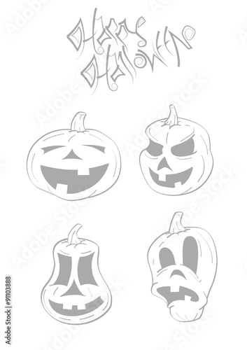 Emotional pumpkin monochrome