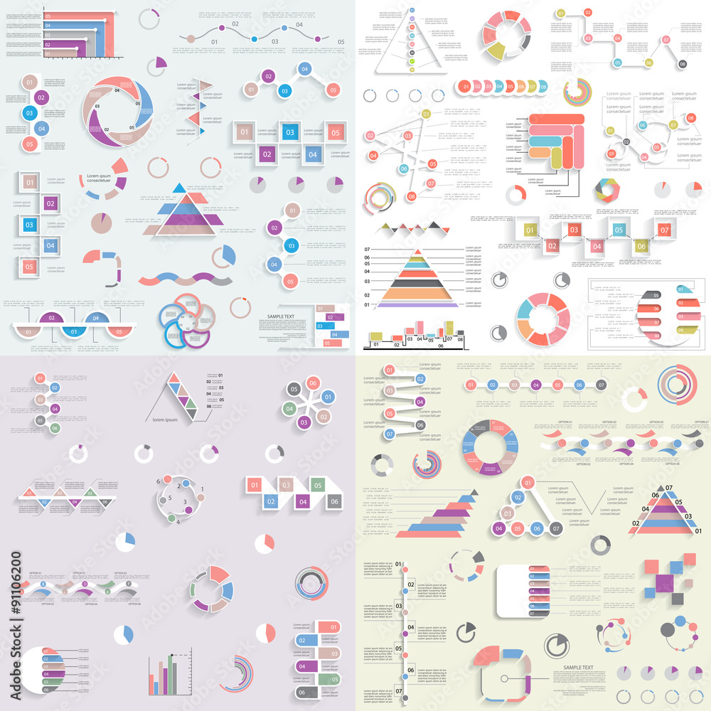 Naklejka premium Big set of different infographic elements 3
