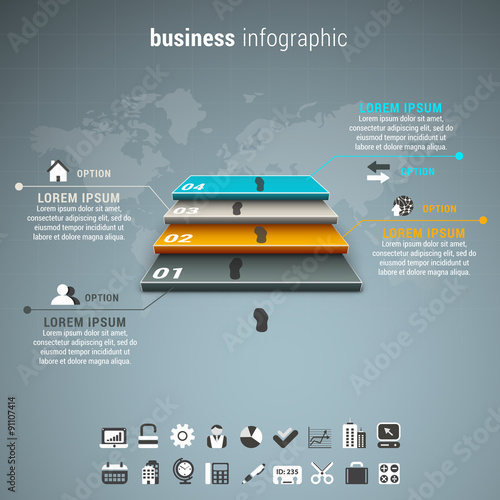 Business infographic made of stairs.